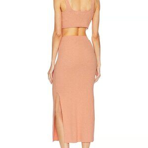 Onia Knit Skirt Set Small/XS Tan Skirt Tank Top Stretch Vacation Travel Festival